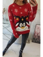 Vianočný sveter so sobom červený