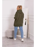 Zateplená mikina so zapínaním na cvoky khaki