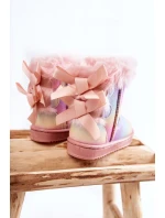 Dziecięce Ocieplane Botki Z Kokardkami Śniegowce Wielokolorowe Funky