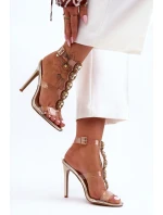 Wysokie Sandałki Szpilki D&A MR-16 Złote