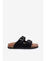 Zamszowe Klapki Damskie Z Klamrami Big Star RR274A390 Czarne