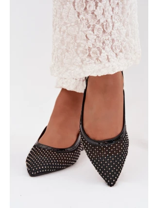 Pyvona síťované baleríny s otevřenou patou Černé