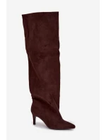 Dámske vysoké topánky na podpätku CLS-580 Dark Brown Coffee - Joalice