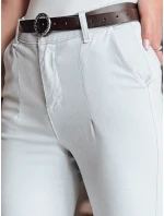Dámske bavlnené nohavice slim fit s opaskom TAIRONIK svetlo sivá FashionStreet UY2538 Dámske bavlnené nohavice slim fit s opaskom TAIRONIK svetlo sivá FashionStreet UY2538