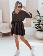 Letné mušelínové šaty LYVONNE tmavohnedé FashionStreet EY2617