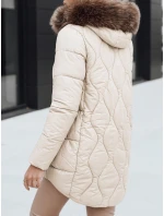 Dámska zimná bunda s kožušinou ecru FashionStreet TY5495