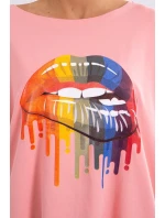Oversize blúzka s dúhovou potlačou pier v marhuľovej farbe Oversize blúzka s dúhovou potlačou pier v marhuľovej farbe