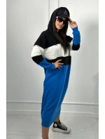 Trikolórne šaty s kapucňou Čierna + ecru + nevädza Trikolórne šaty s kapucňou Čierna + ecru + nevädza