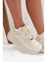 Sneakersy Damskie Skóra Naturalna GOE SS2N4037 Zgaszona Biel