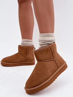 Kožené semišové sněhule s vyhříváním Camel Amandine