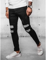 Pánske čierne džínsové nohavice FashionStreet UX4089
