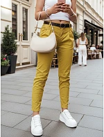 Dámske nohavice chinos s opaskom MODELA horčicová FashionStreet UY2563 Dámske nohavice chinos s opaskom MODELA horčicová FashionStreet UY2563