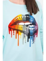 Oversize blúzka s dúhovou potlačou pier vo farbe mint Oversize blúzka s dúhovou potlačou pier vo farbe mint