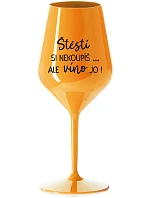 Šťastie si nekúpiš, ale víno áno! - oranžový nerozbitný pohár na víno 470 ml