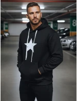 Pánska mikina s kapucňou čierna FashionStreet BX5924 Pánska mikina s kapucňou čierna FashionStreet BX5924