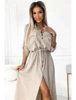 531-1 Midi košeľa so zlatými gombíkmi a kravatou - BEACH 531-1 Midi košeľa so zlatými gombíkmi a kravatou - BEACH