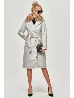 Svetlosivý dámsky kabát s kožušinou (SASKIA)