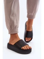 Damskie Klapki Na Grubej Podeszwie Czarne Oreithano