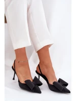 Szpilki Z Odkrytymi Piętami I Kokardką Czarne Eklevia