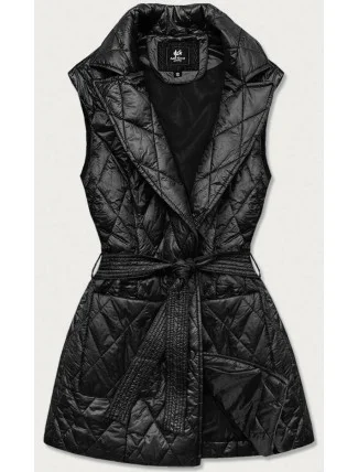 Čierna dámska vesta s golierom (JIN221)