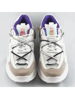 Biele dámske sneakersy s dvojitými šnúrkami (7001)