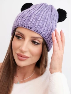Dámska zimná vlnená čiapka s bambulou K433 fialová