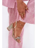 Transparentne Sandały Na Słupku D&A MR51-705 Złote