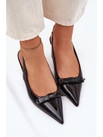 Lakierowane Sandały Na Szpilce Z Kokardką Czarne Naylna