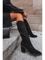 Kozaki Kowbojki Damskie Na Słupku Z Eko Zamszu Czarne Coretta