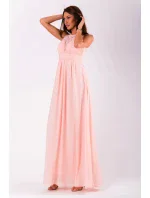 Spoločenské dámske šaty EVA & LOLA bez rukávov dlhé ružové - Ružová - EVA & LOLA