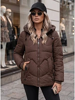 Dámska zimná prešívaná bunda s kapucňou, hnedá, FashionStreet TY5752 Dámska zimná prešívaná bunda s kapucňou, hnedá, FashionStreet TY5752