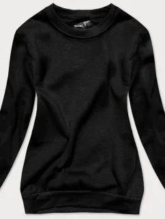 Čierna dámska tepláková mikina so sťahovacími lemami (W01-3)