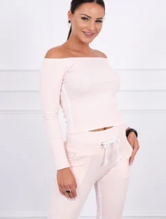 Súprava s dvojitými pruhmi púdrovo ružovej farby