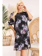 Dámske šaty SC331 čierne s kvetmi - Karko
