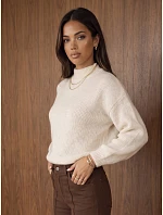 Klasický dámsky sveter s okrúhlym výstrihom, svetlo béžový, FashionStreet MY2599 Klasický dámsky sveter s okrúhlym výstrihom, svetlo béžový, FashionStreet MY2599