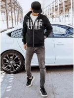 Pánska mikina na zips s potlačou čierna FashionStreet BX5413