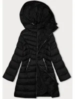 Čierna prešívaná dámska bunda s kapucňou J Style (11Z8083)