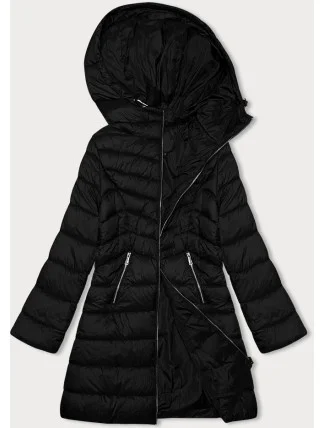 Čierna prešívaná dámska bunda s kapucňou J Style (11Z8083)