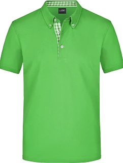 Daiber JN 964 Pánske polo tričko s gombíkmi v štýle piqué 02.0964 limetkovozelené/limetkovozelené/biele
