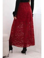 Dámska sukňa s čipkou a podšívkou bordová