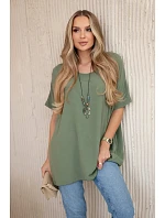 Oversized blúzka s príveskom light khaki Oversized blúzka s príveskom light khaki