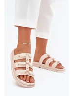 Klapki Damskie Z Paskami Jasnobeżowe Pasiriela