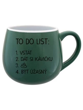 TO DO LIST:  BÝT ÚŽASNÝ - zelený keramický hrníček 300 ml