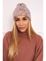 Čiapka s mohérom Leopard K233 púdrovo ružová