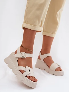 Kožené dámske sandále na platforme Artiker 54C1624 light beige