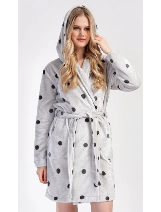 Dámsky krátky župan s kapucňou Dot