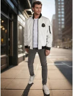 Pánska prechodná bunda bomber béžová FashionStreet TX5028 Pánska prechodná bunda bomber béžová FashionStreet TX5028