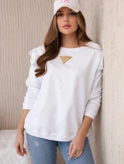 Bavlnená blúzka s volánikmi na ramenách biela