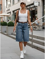 Dámske džínsové šortky s opaskom bermudy modré FashionStreet SY0546