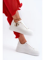 Sneakersy Damskie Na Platformie Z Zawieszkami Białe Tivissa